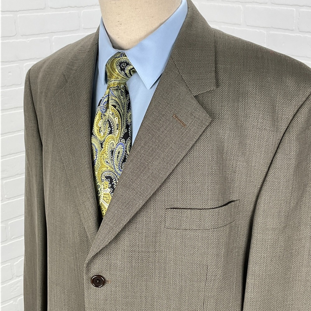 Chiavari Blazer‎ Men 46R Brown Tan Classic Wool Super 100's Suit Jacket Italy